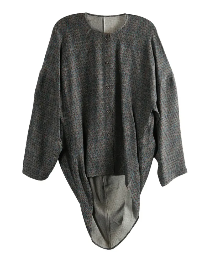 Uma Wang geometric-print asymmetric shirt - Grau Grau