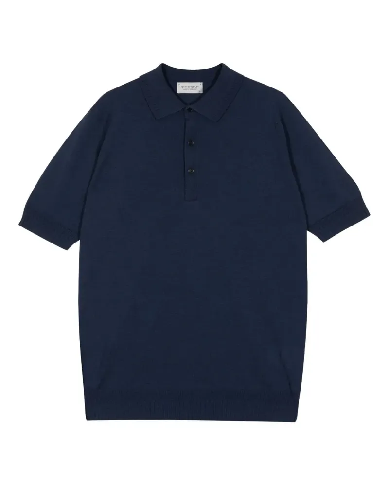 John Smedley Poloshirt aus Merinowolle - Blau Blau