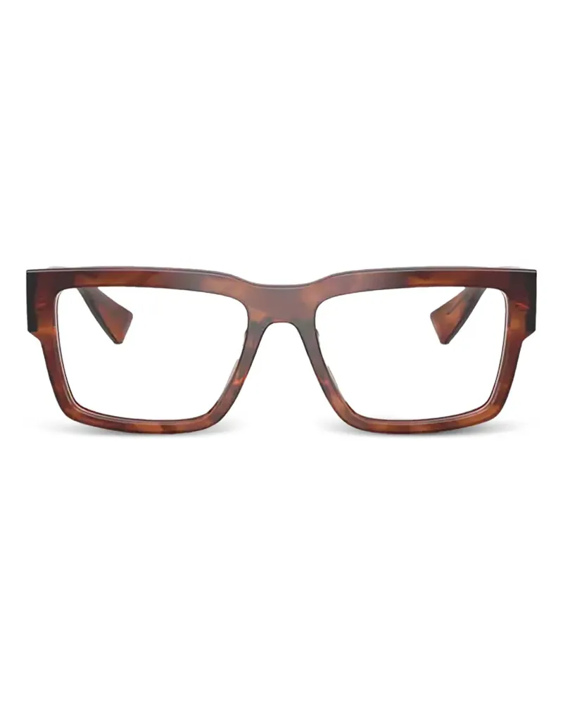 Miu Miu Eckige Brille mit Logo-Schild - Braun Braun