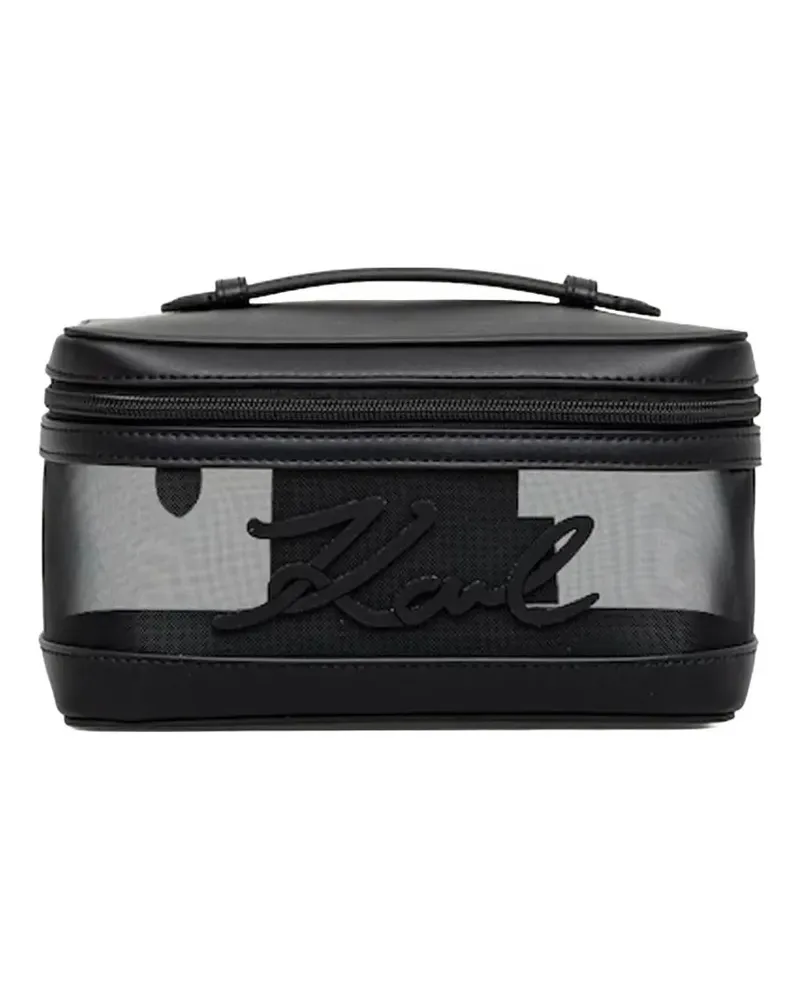 Karl Lagerfeld K/Signature Kosmetiktasche aus Mesh - Schwarz Schwarz