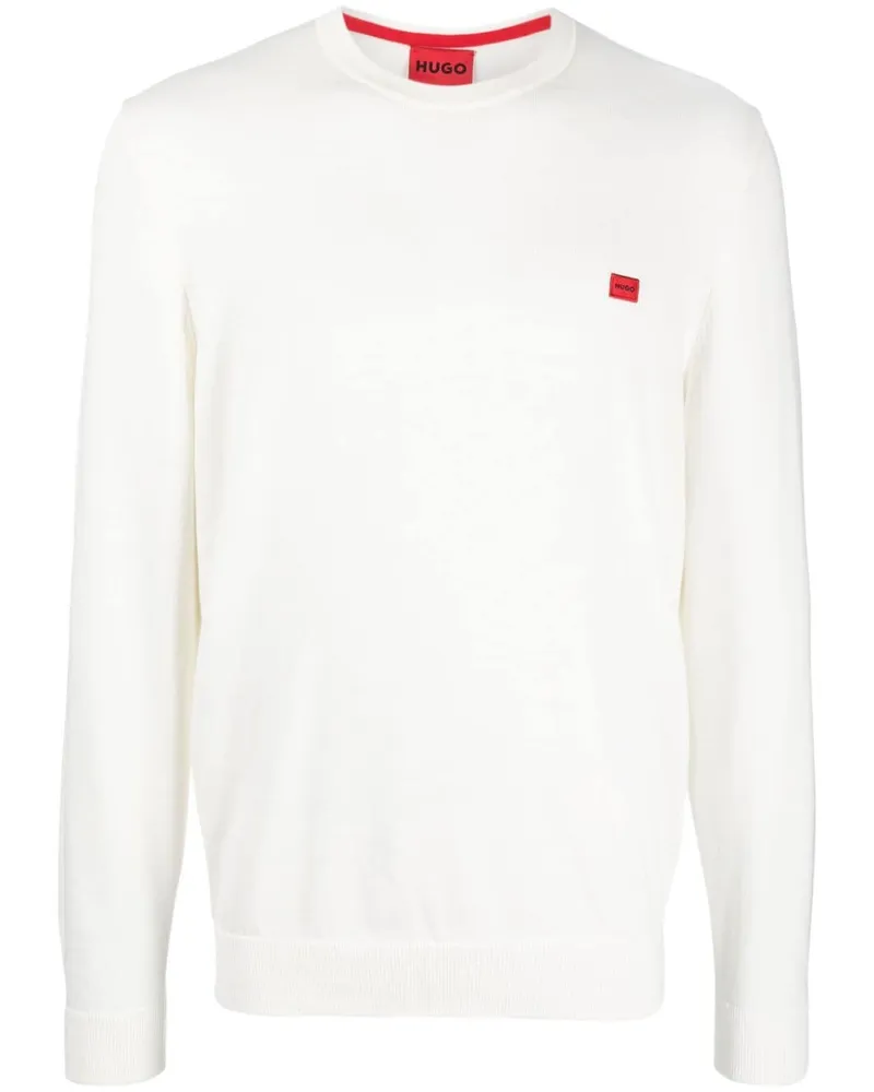 HUGO BOSS Pullover mit Logo-Patch - Weiß Weiß