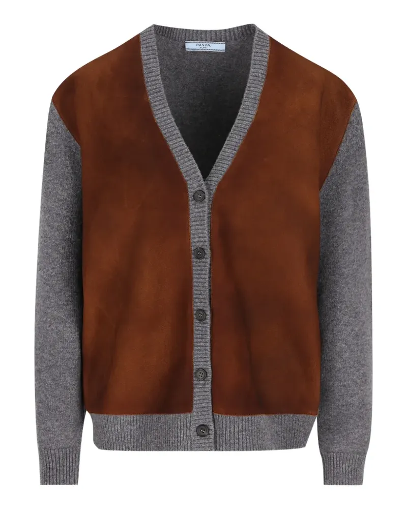 Prada Cardigan mit Wildledereinsätzen - Grau Grau
