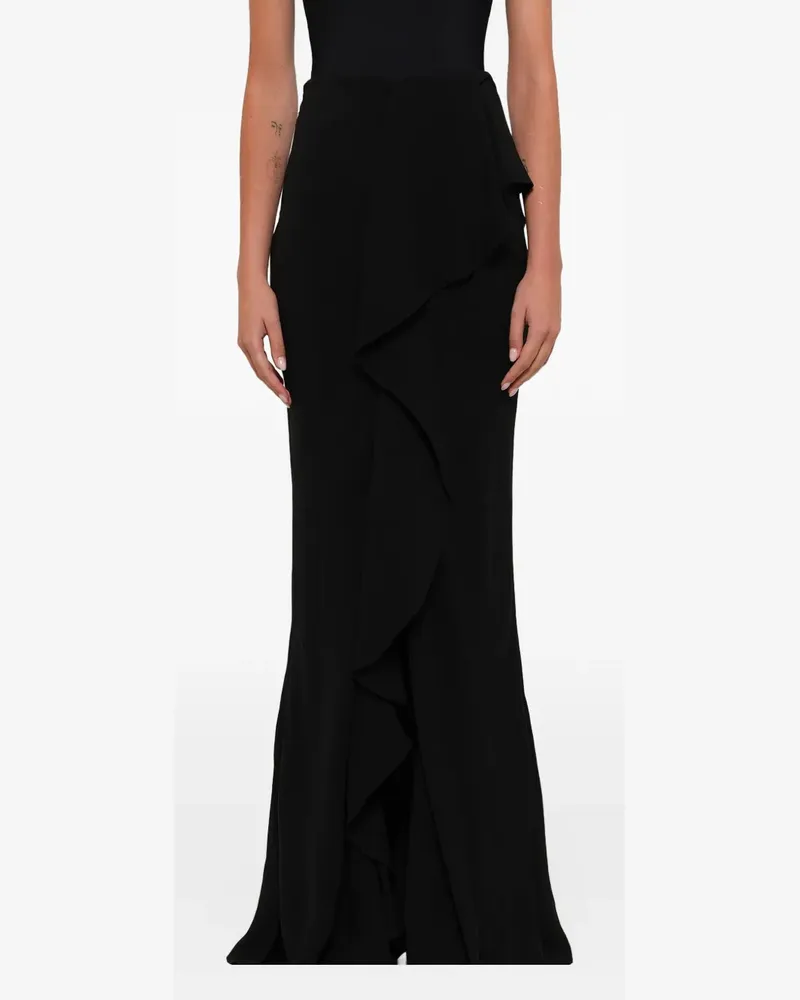 Alexander McQueen Seidenmaxikleid mit Volants - Schwarz Schwarz
