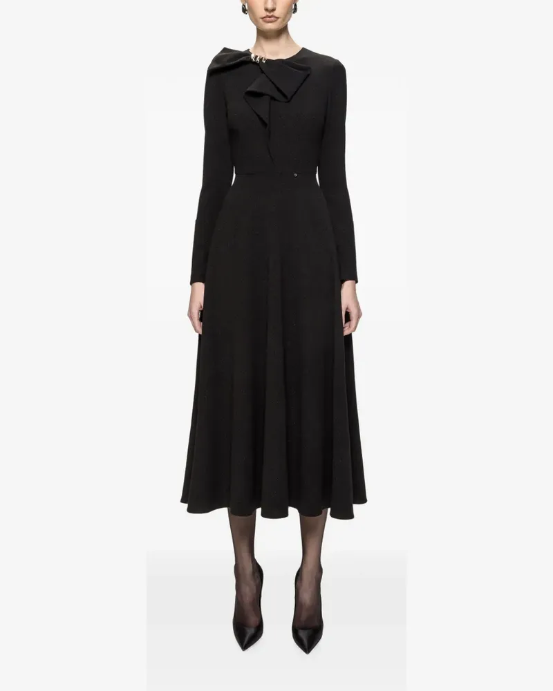 NISSA Midikleid aus Lurex-Krepp mit Schleife - Schwarz Schwarz