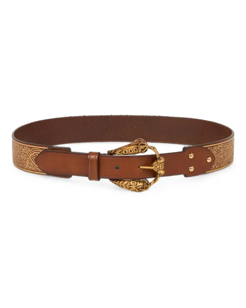 Etro Ledergürtel mit Animal-Schnalle - Braun Braun