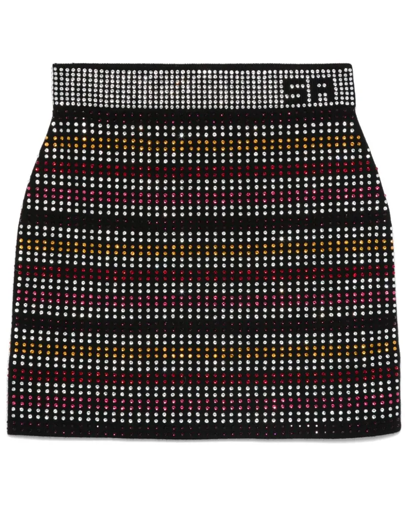 Sonia Rykiel Gestreifter Minirock mit Strass - Schwarz Schwarz