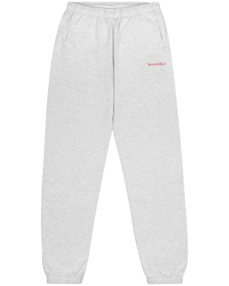 SPORTY & RICH Jogginghose mit Logo-Print - Grau Grau