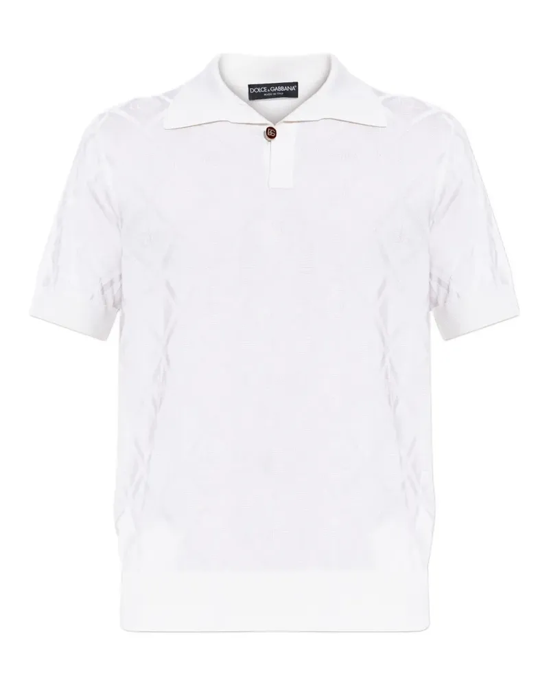 Dolce & Gabbana DG logo diamond-jacquard polo shirt - Weiß Weiß