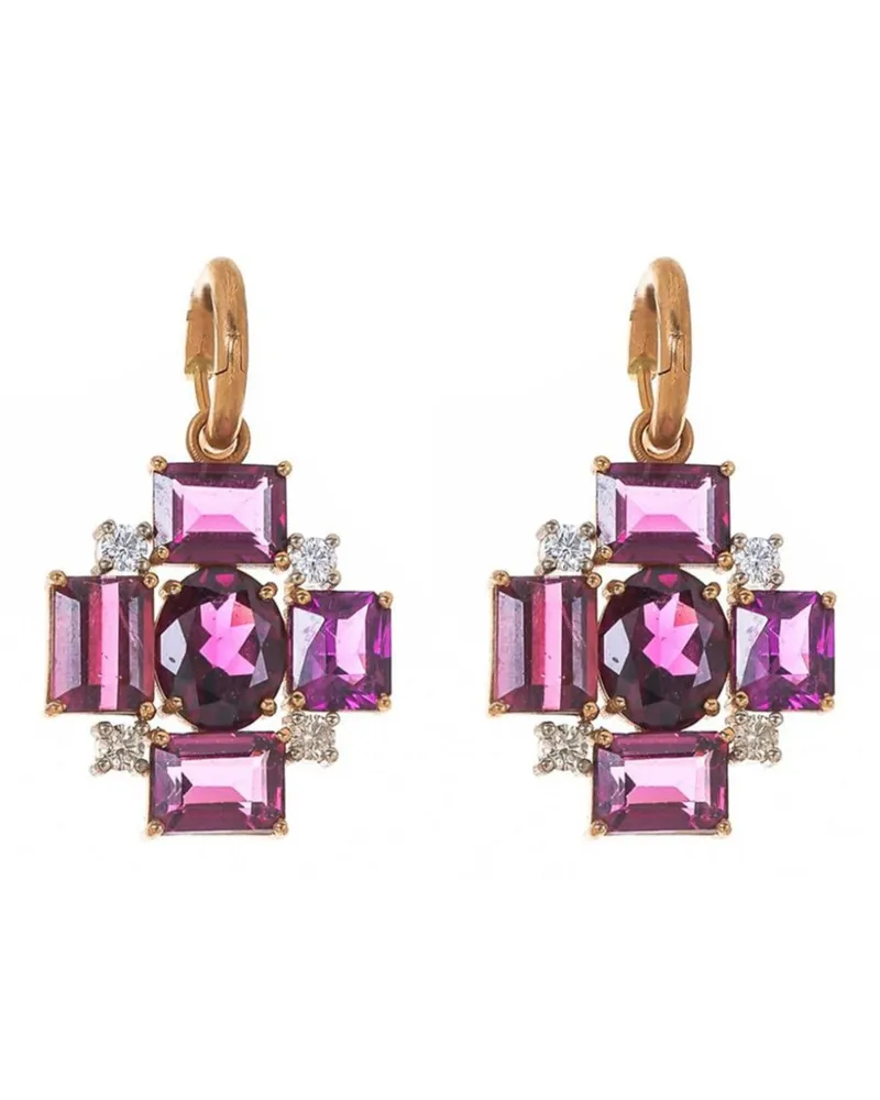 Irene Neuwirth 18kt Gemmy Gem Rotgoldohrringe mit Granat - Rosa Rosa