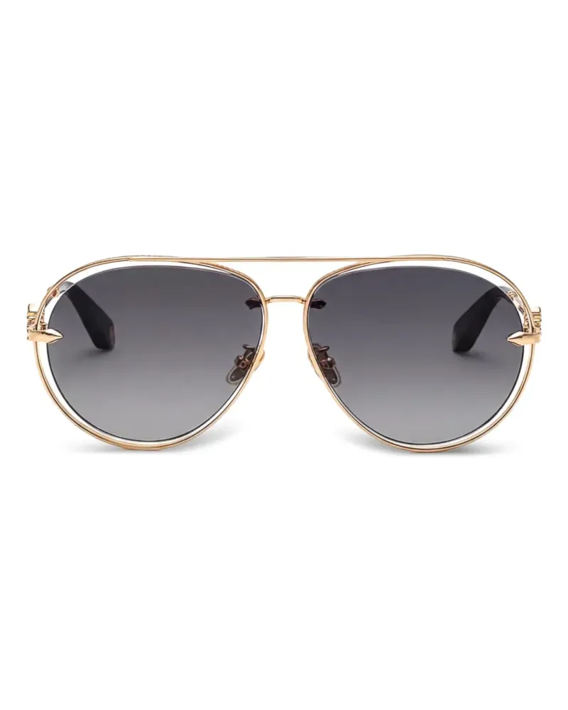 Roberto Cavalli Pilotenbrille mit Monogramm-Schild - Gold Gold