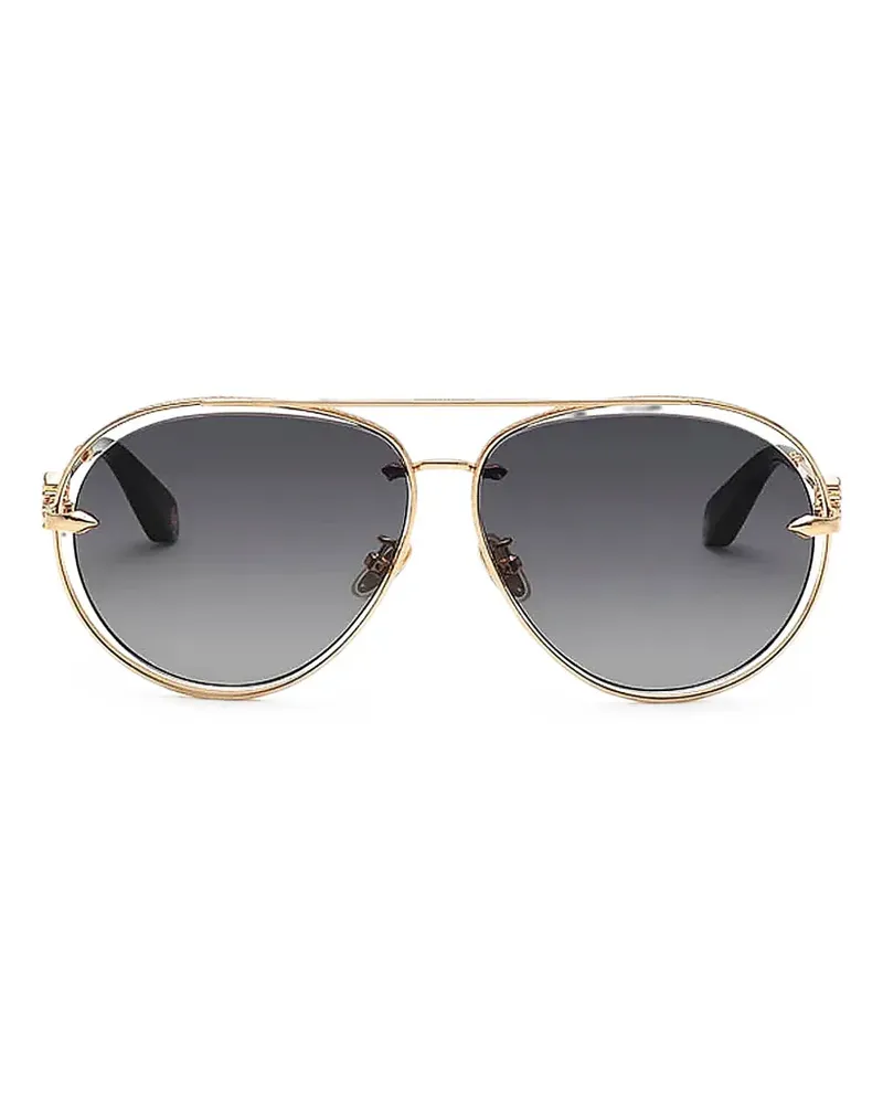 Roberto Cavalli monogram-plaque pilot-frame sunglasses - Gold Gold