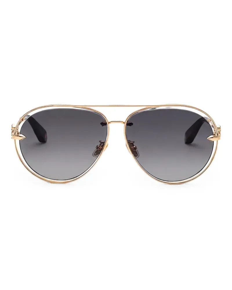 Roberto Cavalli Pilotenbrille mit Monogramm-Schild - Gold Gold