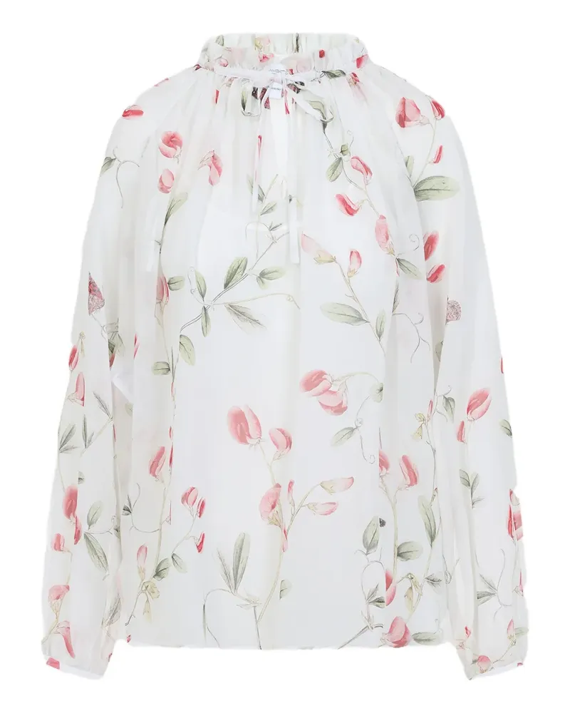 Giambattista Valli Bluse mit Blumen-Print - Weiß Weiß