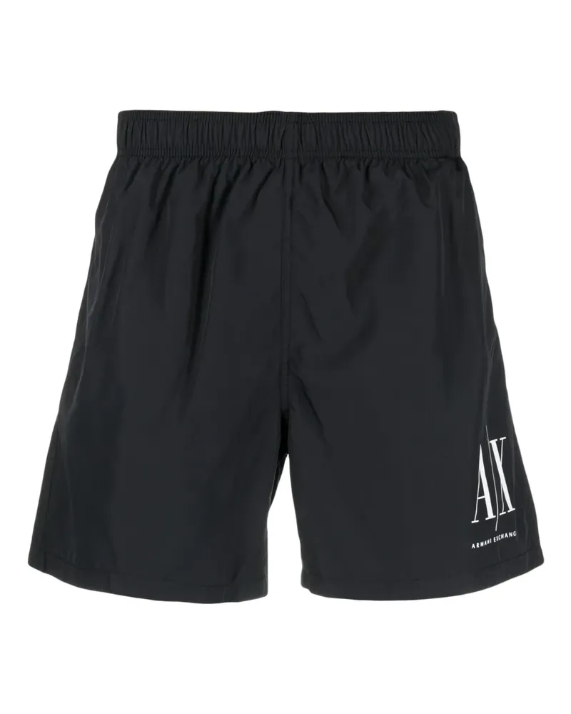 Armani Exchange Badeshorts mit Logo-Print - Schwarz Schwarz