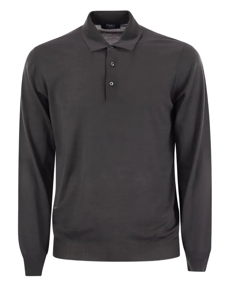 Fedeli Langärmeliges Poloshirt - Grau Grau