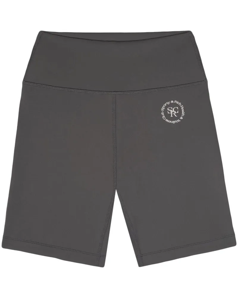 SPORTY & RICH Radlerhose mit Logo-Print - Grau Grau