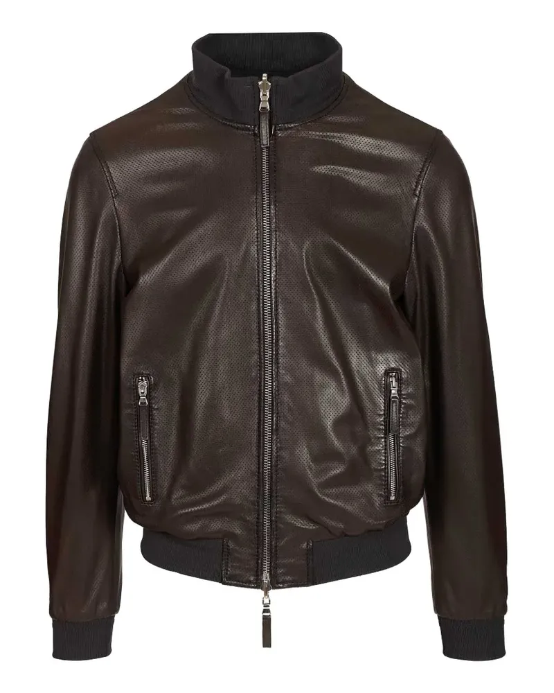 Al Duca D’Aosta 1902 reversible leather jacket - Braun Braun