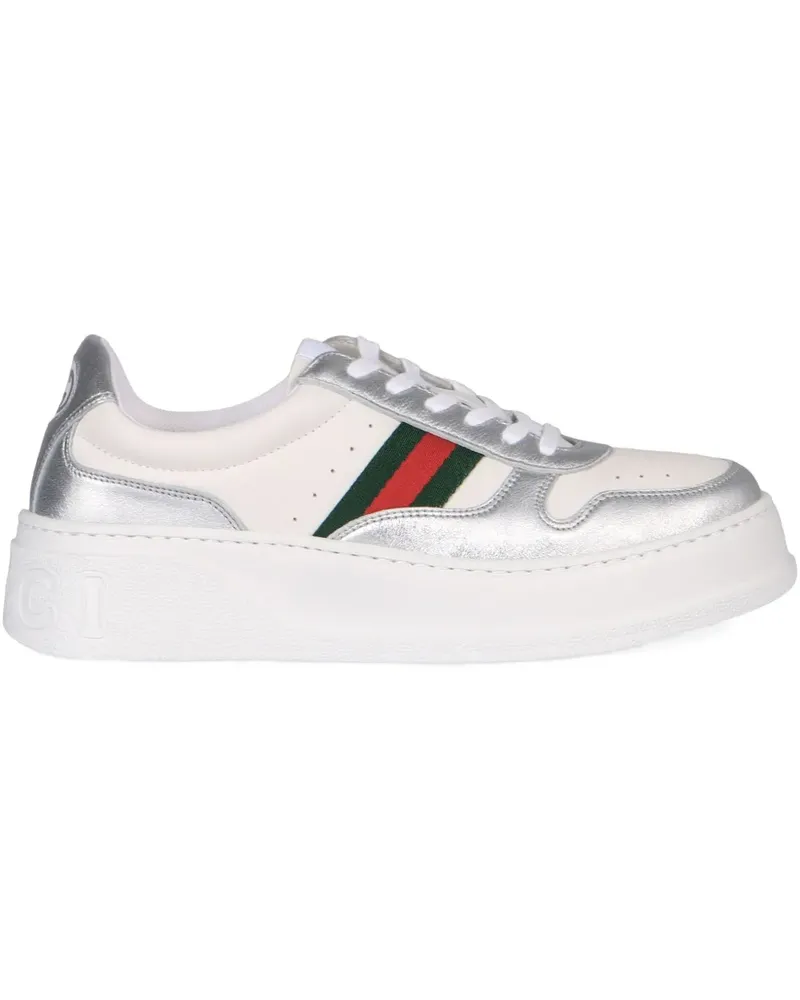 Gucci logo-lettering leather sneakers - Weiß Weiß