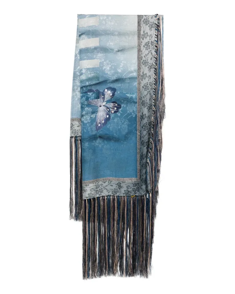Pierre-Louis Mascia Aloeuw butterfly-motif printed scarf - Blau Blau