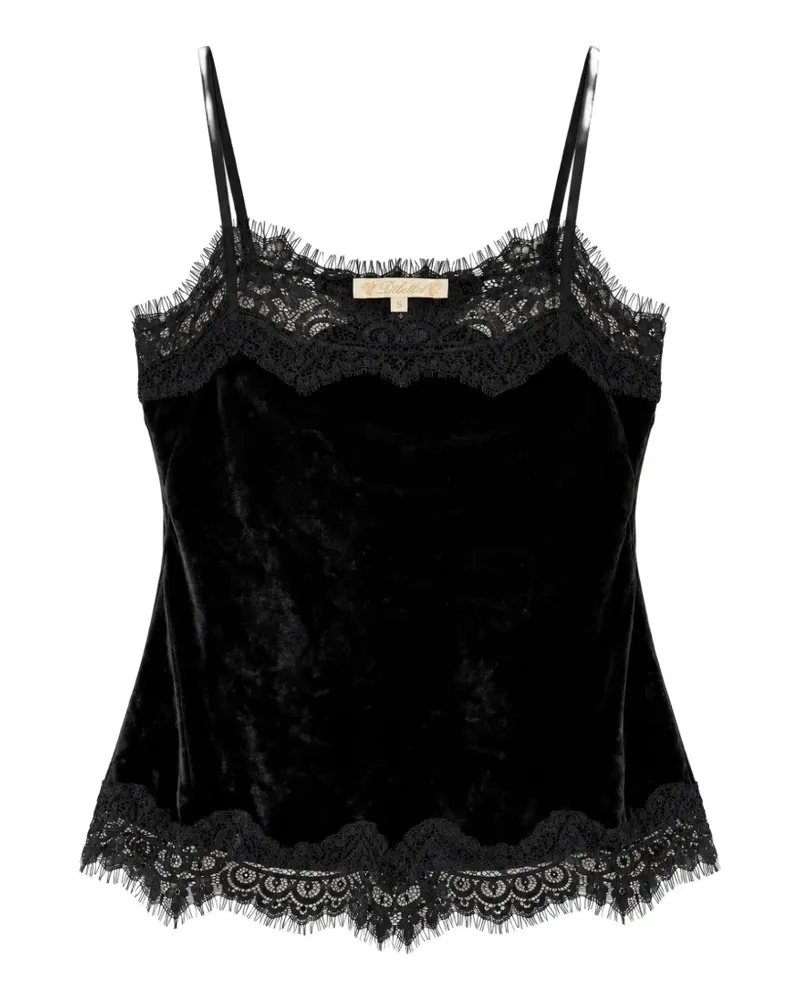Gold Hawk Clothing Camisole-Top aus Samt mit Spitzenbesatz - Schwarz Schwarz