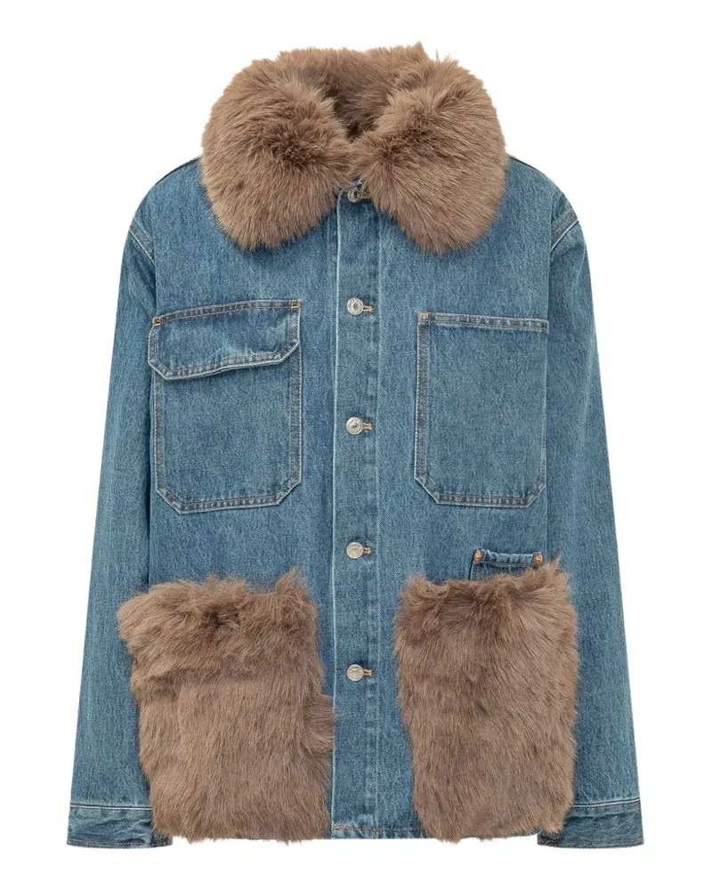 AVA ADORE faux-fur trim denim jacket - Blau Blau