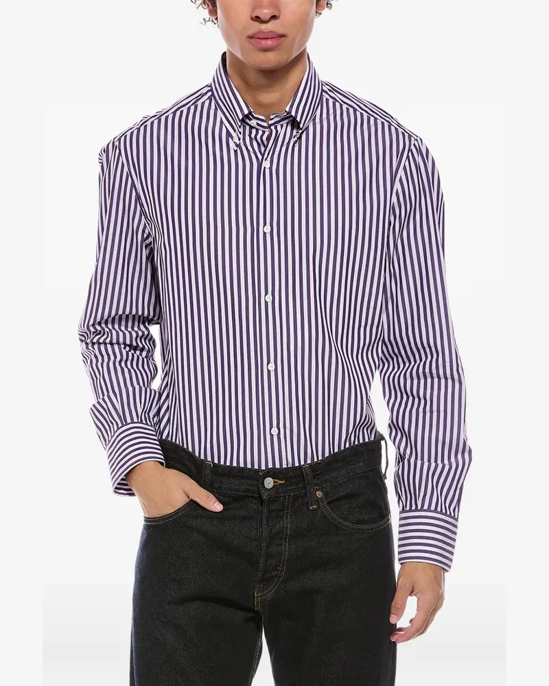 Brunello Cucinelli Gestreiftes Hemd - Violett Violett