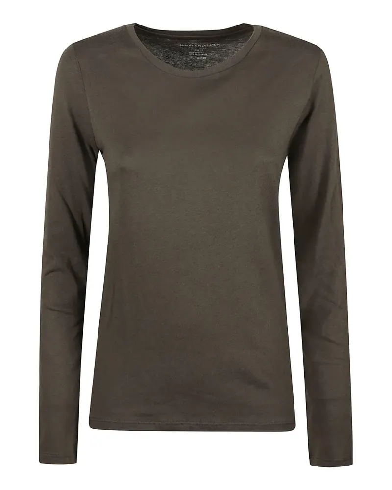 Majestic Klassisches Langarmshirt - Grau Grau