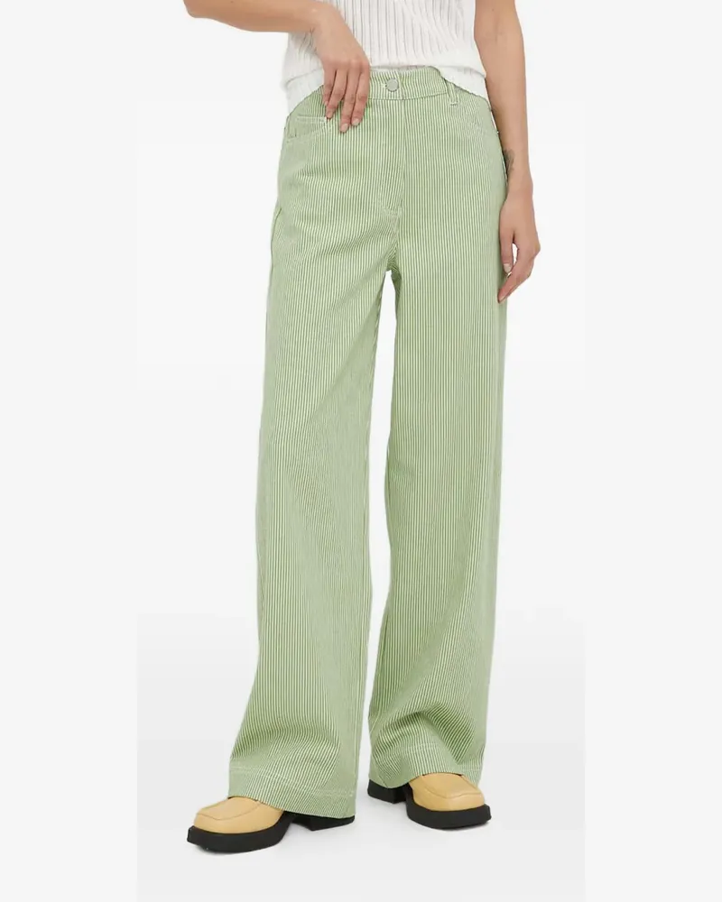 REMAIN striped-pattern trousers - Grün Grün