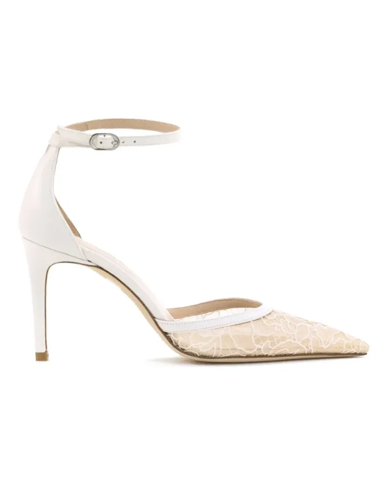 Stuart Weitzman ankle-strap lace pumps - Weiß Weiß