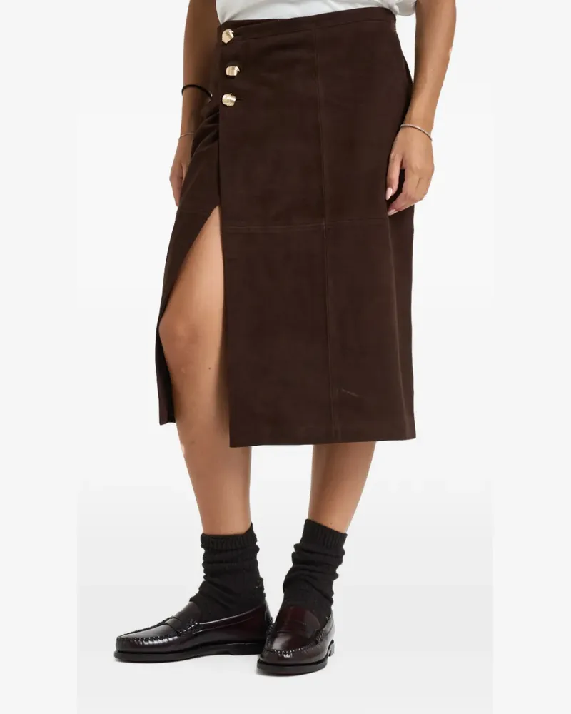 Liu Jo button-embellished wrap-style midi skirt - Braun Braun