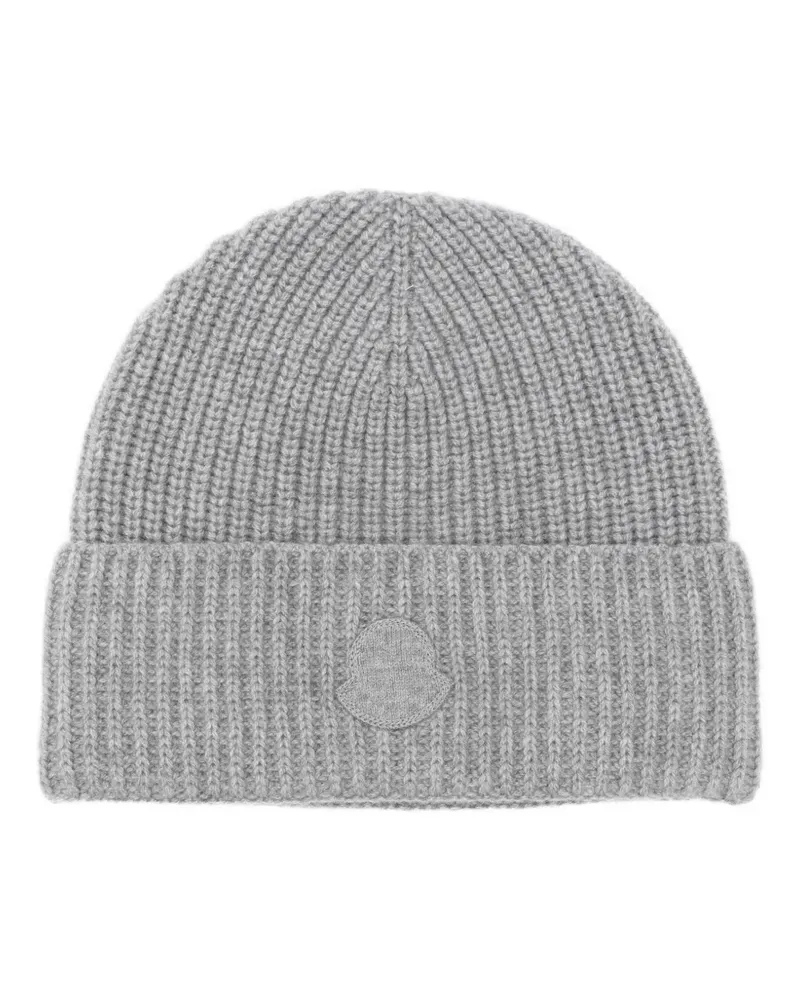 Moncler cashmere logo-patch beanie - Grau Grau
