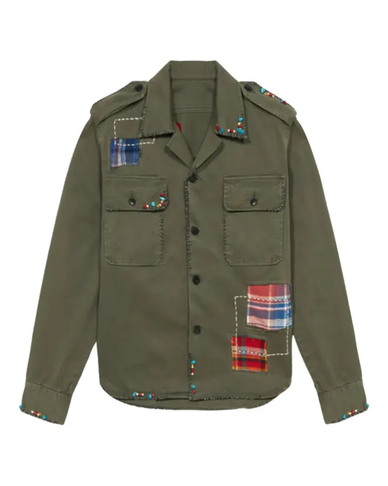 Fortela Bonnie tartan-patchwork herringbone shirt - Grün Grün