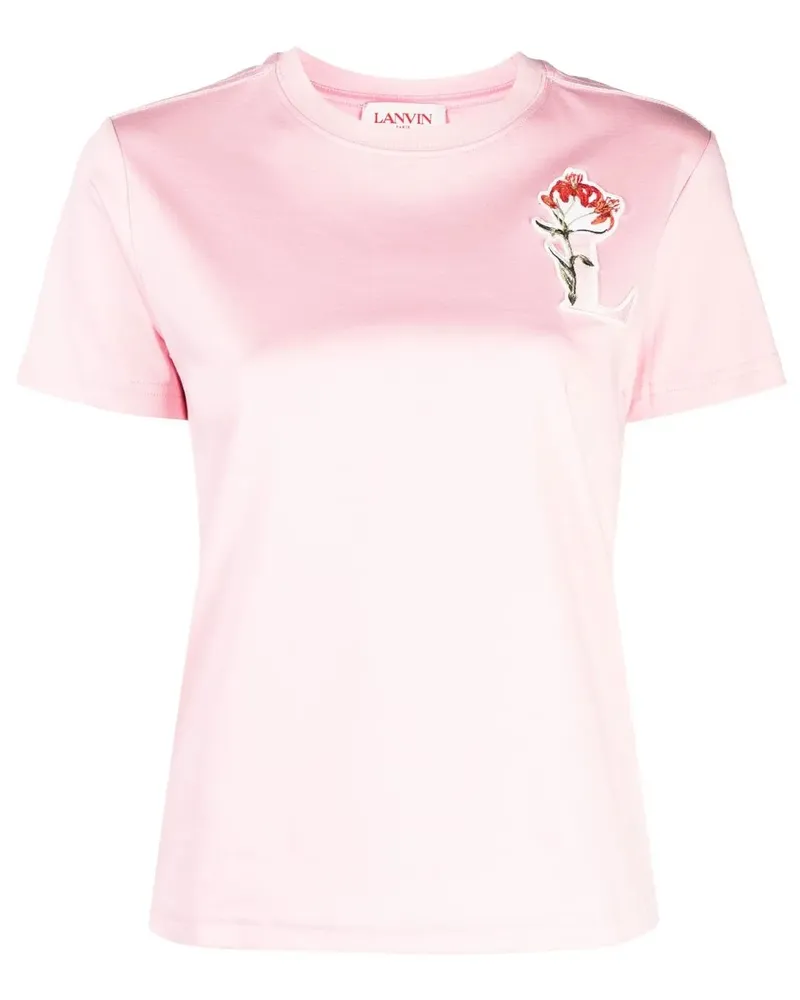 Lanvin T-Shirt mit Monogramm-Stickerei - Rosa Rosa