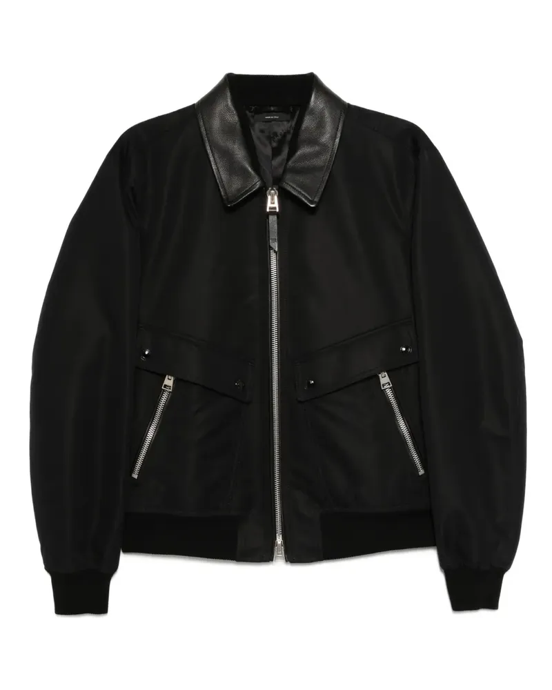 Tom Ford Bomberjacke mit Lederkragen - Schwarz Schwarz