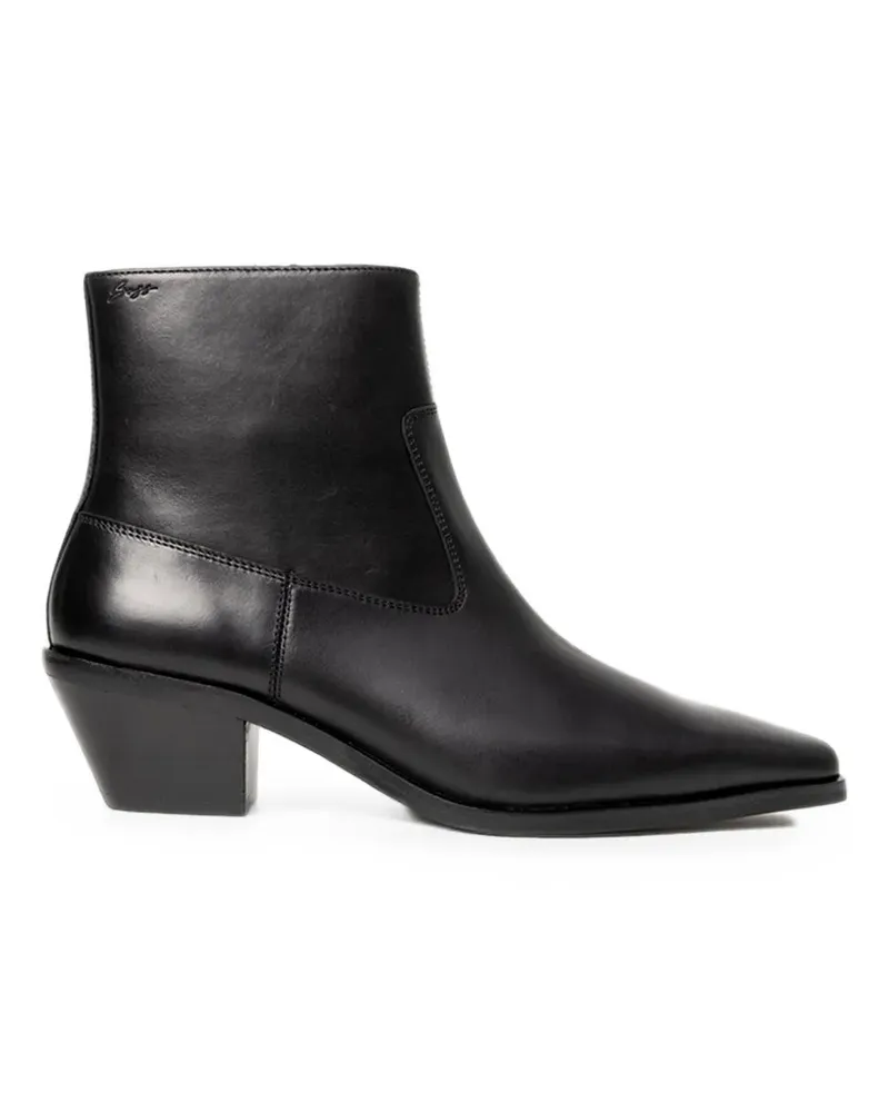 HUGO BOSS pointed-toe leather ankle boots - Schwarz Schwarz