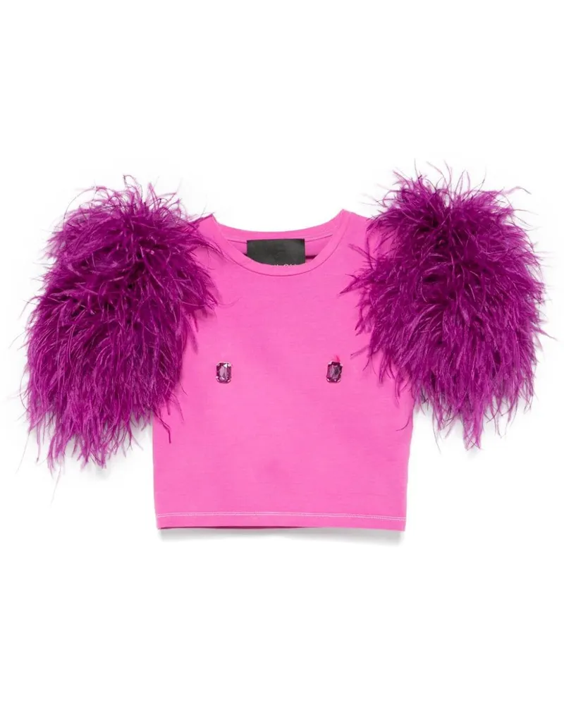 LOULOU T-Shirt mit Federdetail - Rosa Rosa