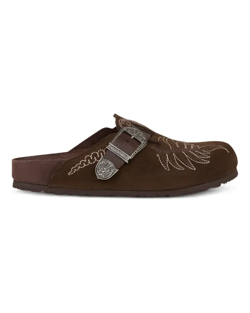 Birkenstock x ETRO Boston Mules mit Schnallenverschluss - Braun Braun