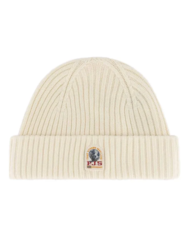Parajumpers Gerippte Beanie mit Logo-Patch - Nude Nude