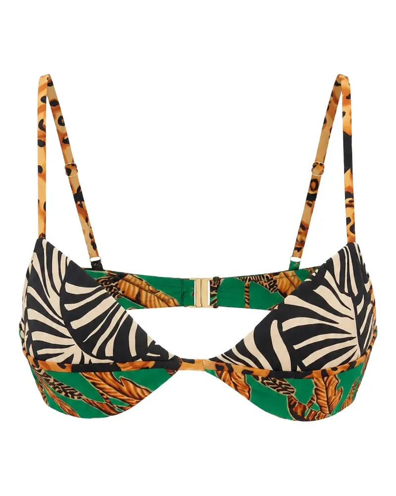 FARM Rio animal-print padded bikini top - Grün Grün