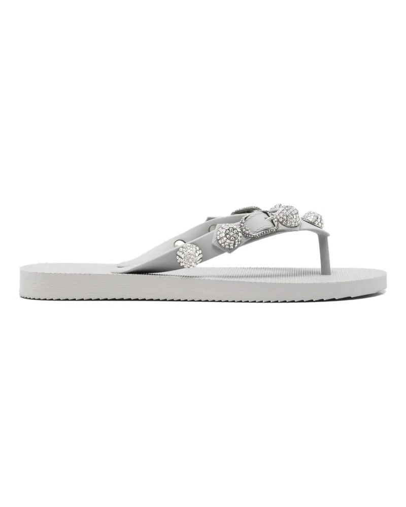 Balenciaga Cagole crystal-embellished flip-flops - Grau Grau