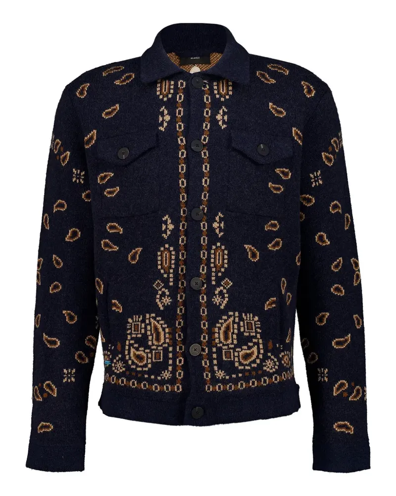 Alanui Strickjacke mit Bandana-Muster - Blau Blau