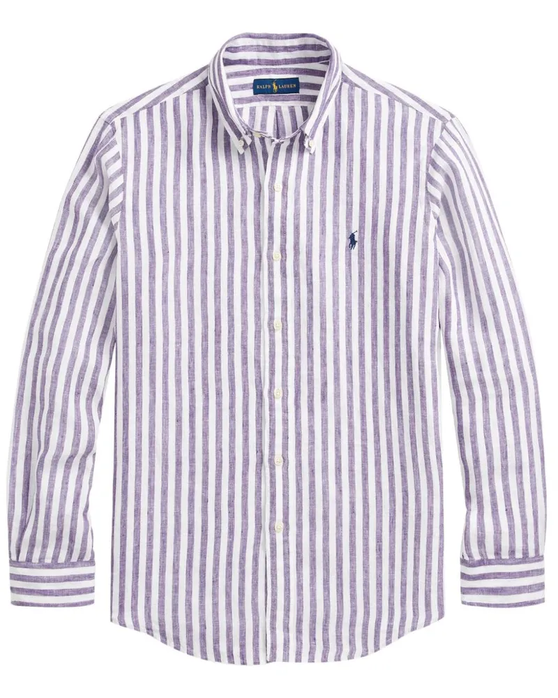 Ralph Lauren Gestreiftes Leinenhemd - Blau Blau