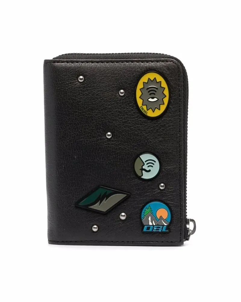 Diesel Portemonnaie mit Schild - Schwarz Schwarz
