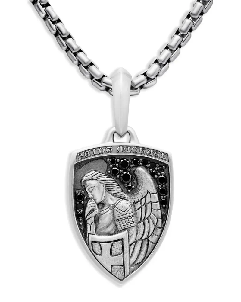 David Yurman St. Michael Sterlingsilber-Amulett mit Diamanten 26mm Silber