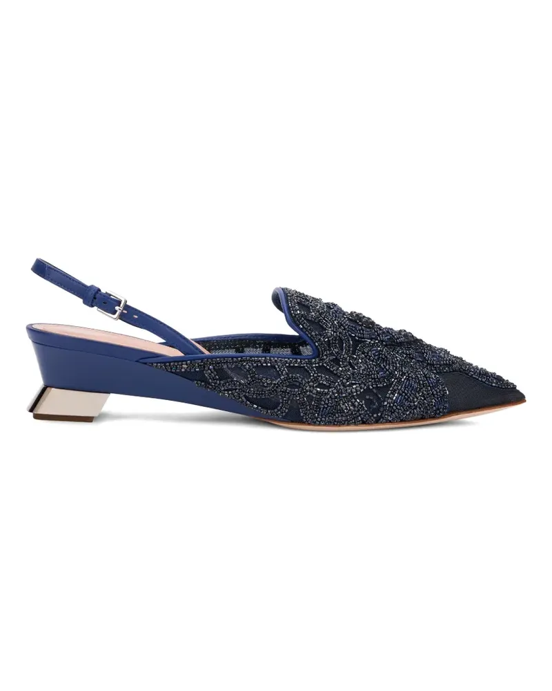 Alberta Ferretti bead-embroidered mesh pumps - Blau Blau