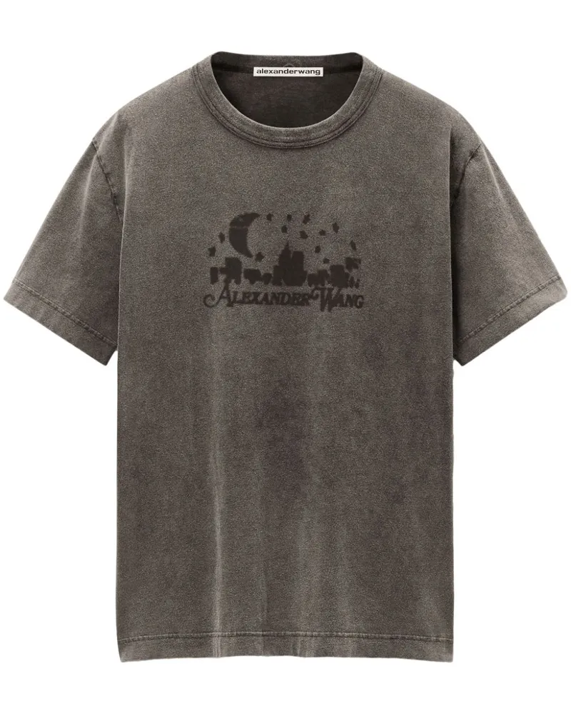 Alexander Wang T-Shirt mit Skyline-Print Grau