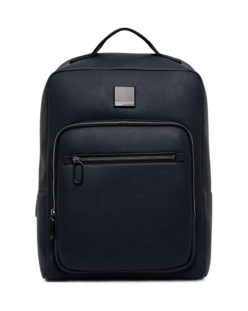 Karl Lagerfeld logo-plaque pebbled backpack - Blau Blau
