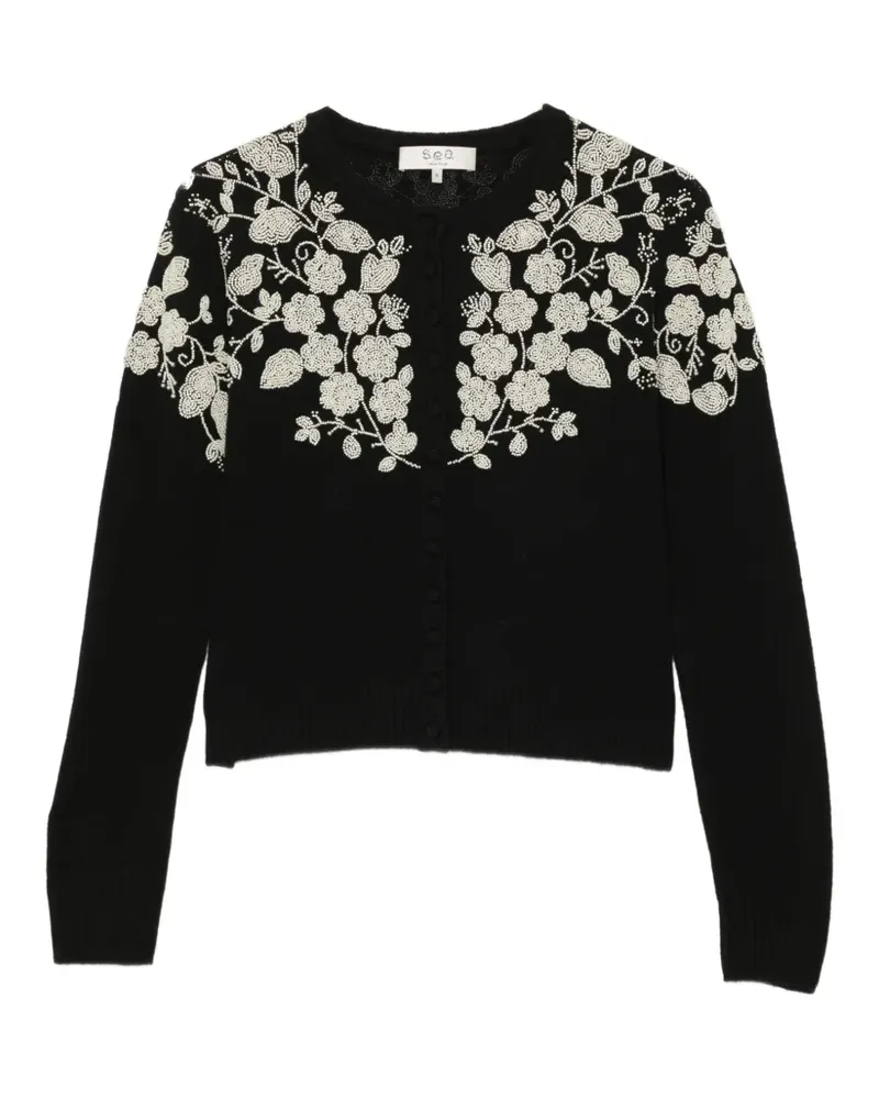 Sea Cardigan mit Perlen - Schwarz Schwarz
