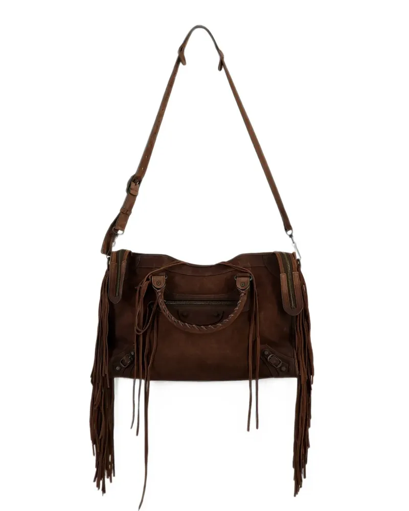 Balenciaga medium Le City fringe-detail tote bag - Braun Braun