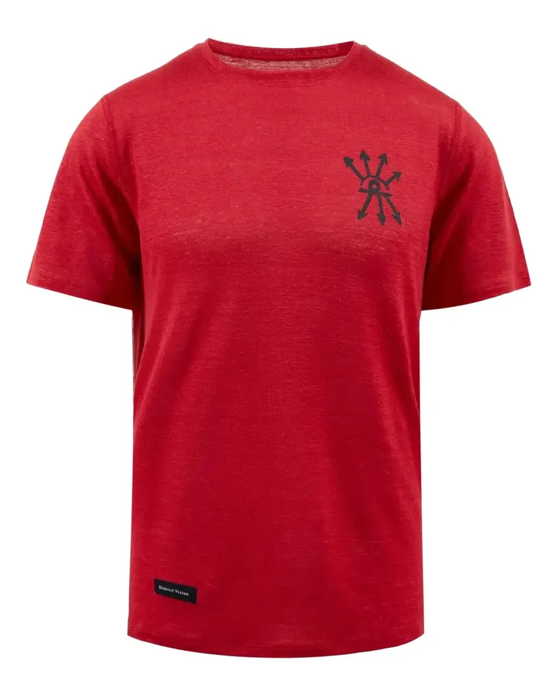 District Vision T-Shirt mit Pfeilaugen-Print - Rot Rot